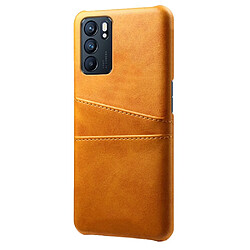 Coque en TPU + PU avec double porte-cartes orange pour votre Oppo Reno6 5G