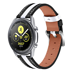 Bracelet en cuir véritable épissage de couleur 20mm, noir/blanc pour votre Samsung Galaxy Watch4 40mm/44mm/Galaxy Watch 42mm