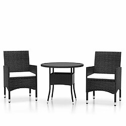 Maison Chic Mobilier à dîner 3 pcs de jardin - Ensemble table et chaises d'extérieur - Salon/Mobilier de jardin classique Résine tressée Noir -MN41143