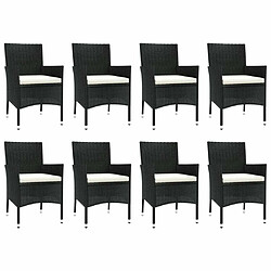 Acheter Maison Chic Mobilier à dîner 9 pcs de jardin avec coussins - Ensemble table et chaises d'extérieur - Salon/Mobilier de jardin classique noir résine tressée -MN12729