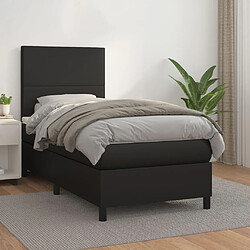 vidaXL Sommier à lattes de lit avec matelas Noir 90x200 cm Similicuir 