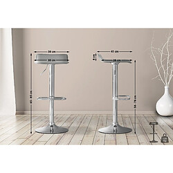 Avis Decoshop26 Tabouret de bar x1 avec repose-pieds siège pivotant à 360° design simple PVC gris et métal chromé 10_0004802