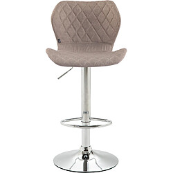 Decoshop26 Tabouret de bar x1 avec coutures décoratives en forme de losanges en tissu taupe et métal chromé 10_0004656