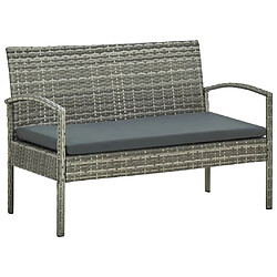 Acheter Maison Chic Salon de jardin 4 pcs + coussins - Mobilier/Meubles de jardin - Table et chaises d'extérieur Résine tressée Gris -MN20314