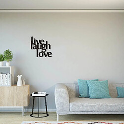 Homemania Décoration murale Mots - Art mural - Citations - Live Laugh Love - pour le salon, la chambre à coucher - Acier noir, 50 x 0,15 x 50 cm