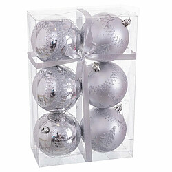 BigBuy Christmas Boules de Noël Argent Plastique Cerf 8 x 8 x 8 cm (6 Unités)