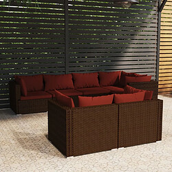 Maison Chic Salon de jardin 7 pcs + coussins - Mobilier/Meubles de jardin - Table et chaises d'extérieur Marron Résine tressée -MN81695