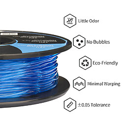 Avis None Filament TPU ERYONE pour imprimante 3D 0,5 kg (1,1 lb) / Bobine - Bleu transparent