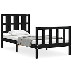 Maison Chic Cadre/structure de lit avec tête de lit pour adulte - Lit Moderne Chambre noir petit simple bois massif -MN42426