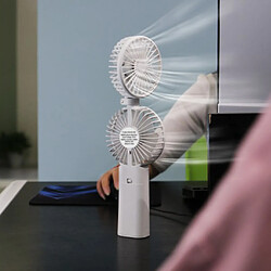 Acheter Ventilateur USB De Bureau Portable Ventilateur Personnel Rechargeable à 3 Vitesses, Double Tête, Blanc