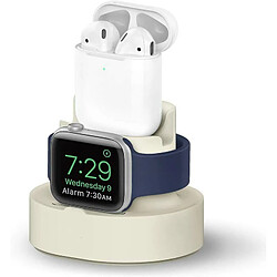 Chrono Mini station de charge double support de charge compatible avec Apple Watch 38 42 40 44 mm série 6 SE 5 4 3 2 1, AirPods 2, 1, iPhone 12, XS Max, XR et plus,(blanc)