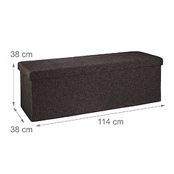 Helloshop26 Banquette banc pour coffre de rangement en lin avec couvercle marron 114 cm 3013009