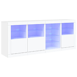 Maison Chic Commode Buffet - Meuble de rangement avec lumières LED blanc 164x37x67 cm -GKD84500