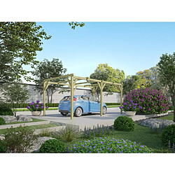 Vente-Unique Carport pergola simple autoporté en bois traité - 1 voiture - 15 m² - ACHILLE 