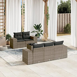 Maison Chic Salon de jardin 6 pcs avec coussins | Ensemble de Table et chaises | Mobilier d'Extérieur gris résine tressée -GKD94342