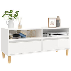 Acheter Maison Chic Meuble TV scandinave - Banc TV pour salon blanc brillant 100x34,5x44,5 cm bois d'ingénierie -MN56488