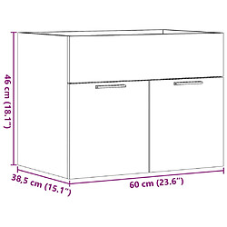 vidaXL Armoire d'évier Gris béton 60x38,5x46 cm Aggloméré pas cher