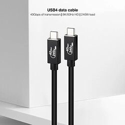 Câble USB Nanocable 4 Gen 3x2 40Gbps 5A/240W - USB-C/M-USB-C/M - 1,8 m - Couleur Noir