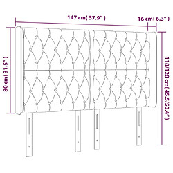 vidaXL Tête de lit à LED Gris foncé 147x16x118/128 cm Tissu pas cher