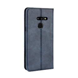 Avis Wewoo Housse Coque Étui en cuir à boucle magnétique avec texture rétro et pour LG G8 ThinQ, support emplacements pour cartes porte-monnaie (bleu)