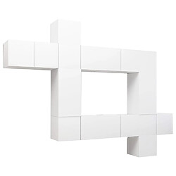 vidaXL Ensemble de meubles TV 10 pcs Blanc Bois d'ingénierie