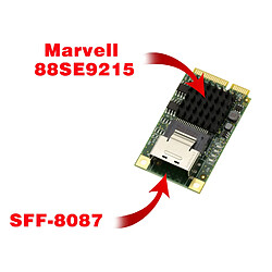 Kalea-Informatique Carte MiniPCIe 4 PORTS SATA 6G Chipset MARVELL 88SE9215 MiniSAS SFF-8087