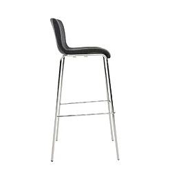 Acheter Decoshop26 Lot de 2 tabourets de bar avec repose-pieds dossier incurvé en tissu gris foncé et 4 pieds en métal chromé 10_0004194