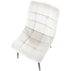 Decoshop26 Lot de 2 chaises de salle à manger coutures décoratives carrées en velours blanc crème et pieds en métal noir 10_0001573 pas cher