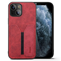 Coque en TPU + PU porte-carte élastique, antichoc rouge pour votre Apple iPhone 13 6.1 pouces