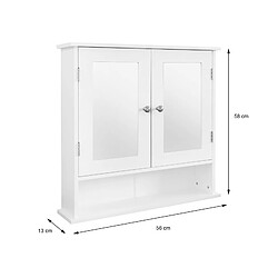 Acheter ML DESIGN MODERN LIVING Meuble à miroir armoire murale pour salle de bain compartiment ouvert 56x58x13cm