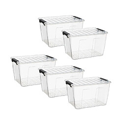 Casame Boite de rangement en plastique transparent 15 L - Lot de 5