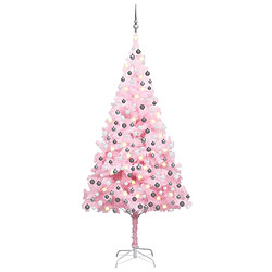 vidaXL Arbre de Noël artificiel pré-éclairé et boules rose 210 cm PVC