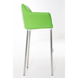 Avis Decoshop26 Tabouret de bar chaise haute de comptoir couture carrées assise en PVC vert 4 pieds stables en acier inoxydable 10_0004711