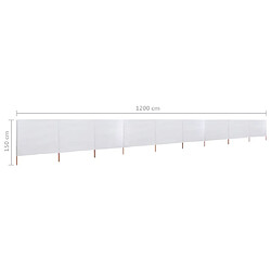 vidaXL Paravent 9 panneaux Tissu 1200 x 120 cm Blanc sable pas cher