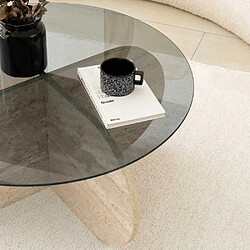 Acheter Hanah Home Table basse en verre Bubble beige travertine, verre fumé.