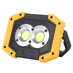 Wewoo 30W lumière blanche 2 x lampe de travail ronde à LED COB, 2 x 18650 ou 4 piles AA Alimentation par lampe de secours extérieure avec support