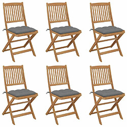 Maison Chic Lot de 6 Chaises pliables de jardin avec coussins - Fauteuil d'extérieur Bois d'acacia -MN87768