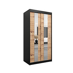 Abiks Meble Armoire Pole à portes coulissantes 200/100/62 2 portes (noir/artisan)