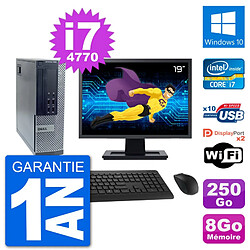 PC Dell 7020 SFF Ecran 19" Intel i7-4770 RAM 8Go Disque 250Go Windows 10 Wifi - Occasion