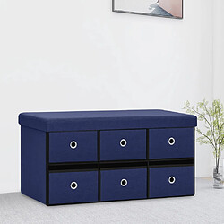 vidaXL Banc de rangement pliable Bleu 76x38x38 cm Faux lin