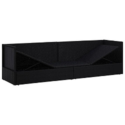 Acheter Helloshop26 Lit de jardin chaise longue transat avec coussin et oreillers résine tressée noir 02_0012001