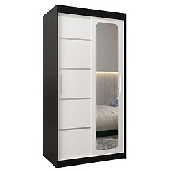 Abiks Meble Armoire PROMO V2 À Portes Coulissantes 200/100/62 2 Portes (Noir/Blanc)