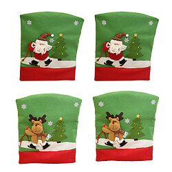 4x Couverture De Chaise Père Noël Arrière Fête Housse Étui Noël Décoration Ornement