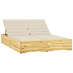 Maison Chic Chaise longue double et coussins | Bain de soleil Relax | Transat crème Bois de pin imprégné -GKD20701