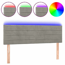 Maison Chic Tête de lit scandinave à LED,meuble de chambre Gris clair 144x5x78/88 cm Velours -MN43265