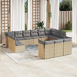 Maison Chic Salon de jardin avec coussins 13 pcs | Ensemble de Table et chaises | Mobilier d'Extérieur beige résine tressée -GKD40178