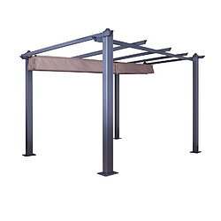 Avis Avril Paris Tonnelle/Pergola aluminium 3x3m toile coulissante rétractable - Gris Taupe - Hero