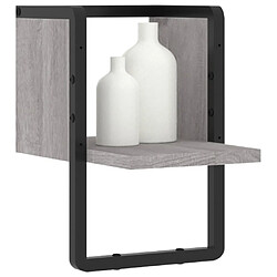 Avis Maison Chic Étagère murale flottante,Etagère de rangement avec barre sonoma gris 20x25x30 cm -MN93621