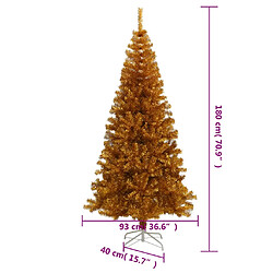 vidaXL Sapin de Noël artificiel avec support Doré 180 cm PET pas cher