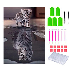 Kits De Point De Croix De Broderie De Peinture De Diamant 5D Avec L'outil A Réfléchi Le Tigre